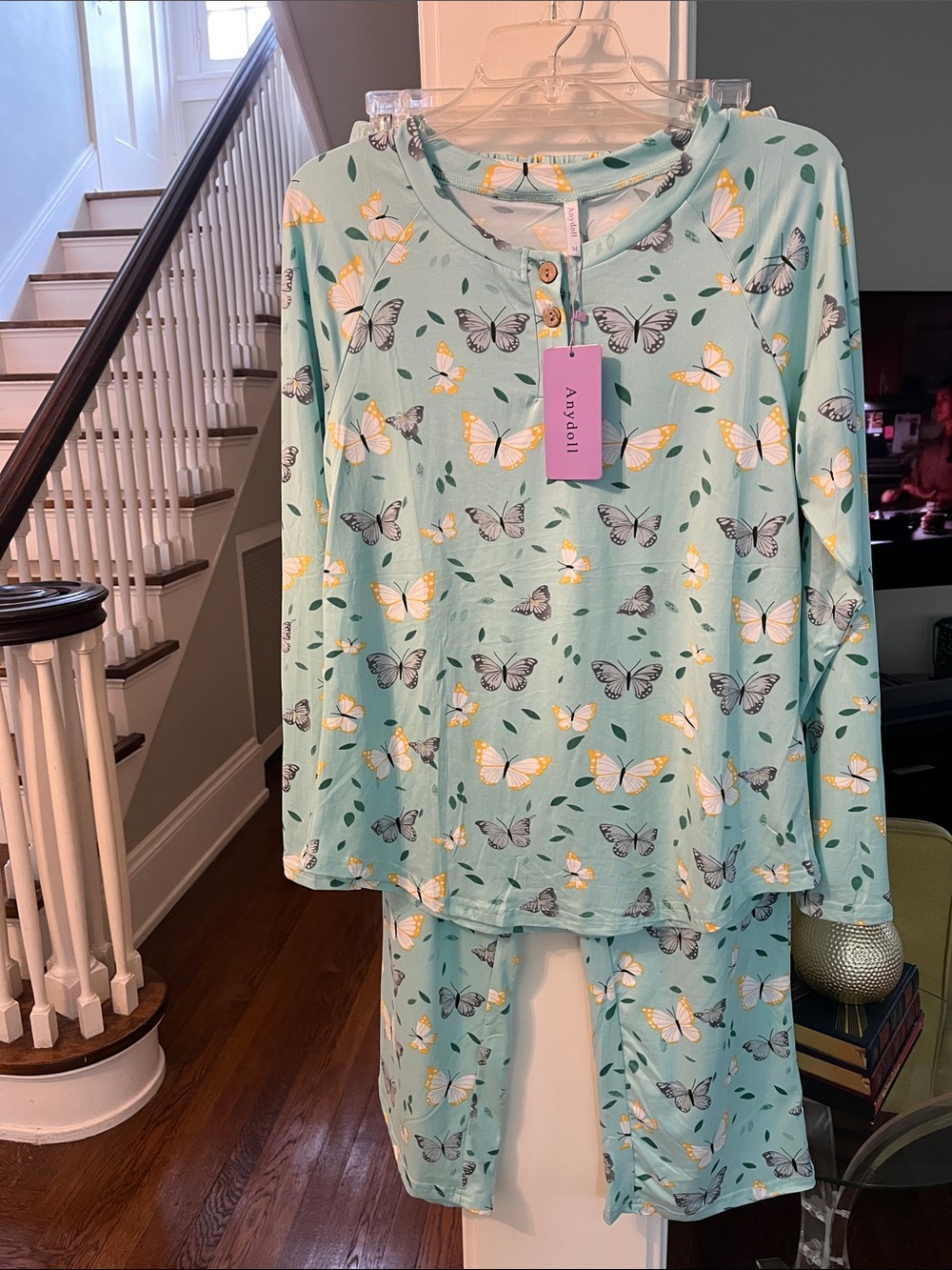 NWT Anydoll Mint Butterfly Two-Piece Pajama Set